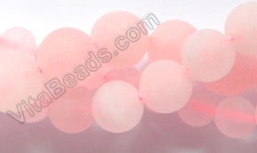 Matte Rose Quartz  -  Smooth Round Beads 16"