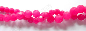 Frosted Fuchsia Jade  -  Faceted Dot Smooth Round 16"