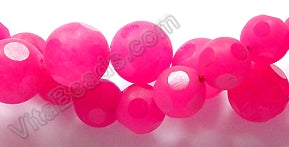 Frosted Fuchsia Jade  -  Faceted Dot Round 16"   13 mm