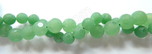 Frosted Green Jade  -  Faceted Dot Round 16"   12 mm