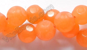 Frosted Orange Jade  -  Dot Faceted Round 16"