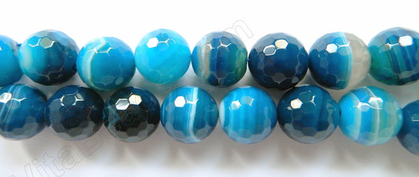 Blue Sardonix Agate w/ Lines  -  Faceted Round  16"
