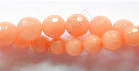 Light Yellow Peach Jade  -  Faceted Round  16"