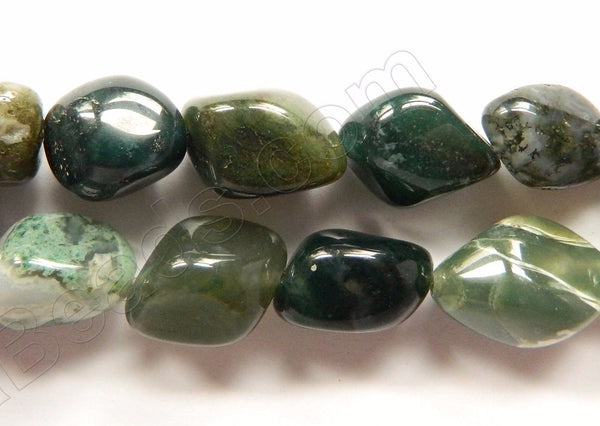 Moss Agate  -  Free Form Smooth Nuggets  16"
