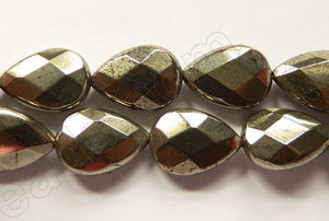 Pyrite A  -  Faceted Flat Drops  16"