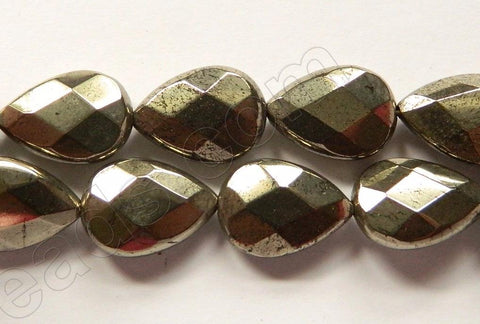 Pyrite A  -  Faceted Flat Drops  16"
