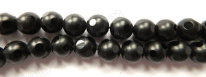 Frosted Black Onyx  -  Faceted Dot Round 16"