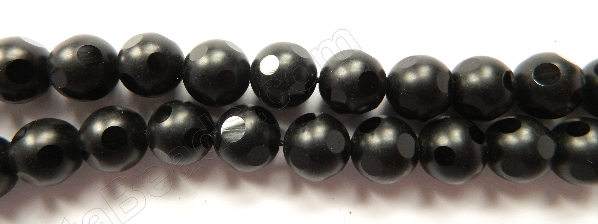 Frosted Black Onyx  -  Dot Smooth Round 16"