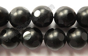 Frosted Black Onyx  -  Dot Smooth Round 16"