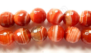 Carnelian White Stripe Agate  -  Faceted Round  15"
