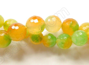 Yellow Green Rainbow Jade  -  Faceted Round  16"