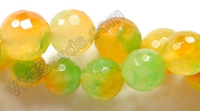 Yellow Green Rainbow Jade  -  Faceted Round  16"