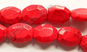 Red Crack Turquoise  -  Faceted Oval Nuggets 16"