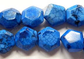 Lapis Blue Crack Turquoise  -  Faceted Nugget Coin  16"