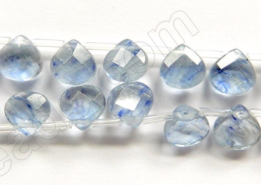 Blue Rutilated Quartz Light 13mm Faceted Flat Briolette 16