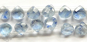 Blue Rutilated Quartz Light  -  13mm Faceted Flat Briolette 16"