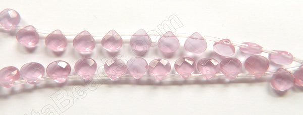 Rosy Chalcedony Quartz  -  10mm Faceted Flat Briolette 16"
