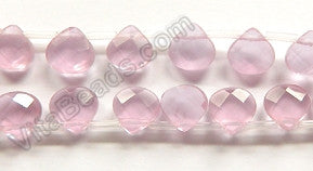 Rosy Chalcedony Quartz  -  10mm Faceted Flat Briolette 16"