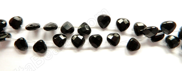 Black Onyx  -  10mm Faceted Flat Briolette 16"