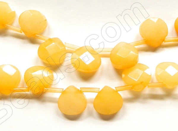 Yellow Jade  -  13mm Faceted Flat Briolette 16"