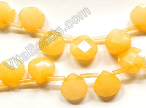 Yellow Jade  -  13mm Faceted Flat Briolette 16"
