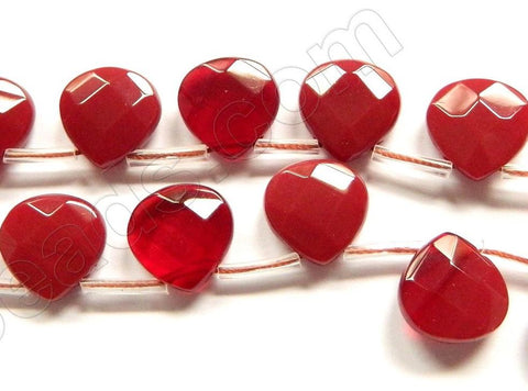 Red Win. Quartz  -  13mm Faceted Flat Briolette 16"