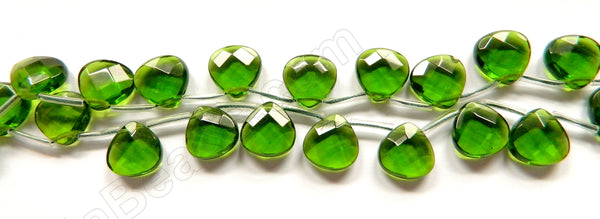 Dark Green Crystal  -  13mm Faceted Flat Briolette 16"