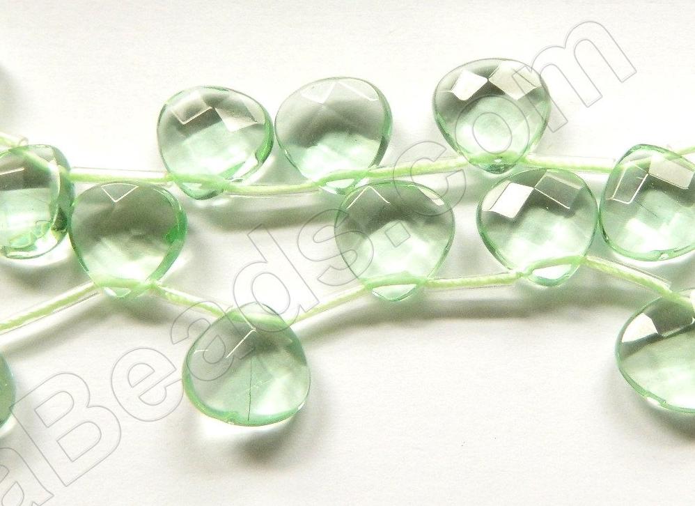 Light Apple Green Crystal  -  13mm Faceted Flat Briolette 16"