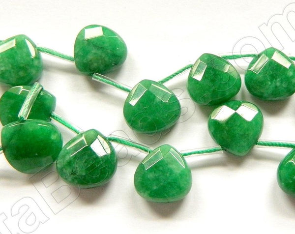 Dark Green Jade  -  13mm Faceted Flat Briolette 16"