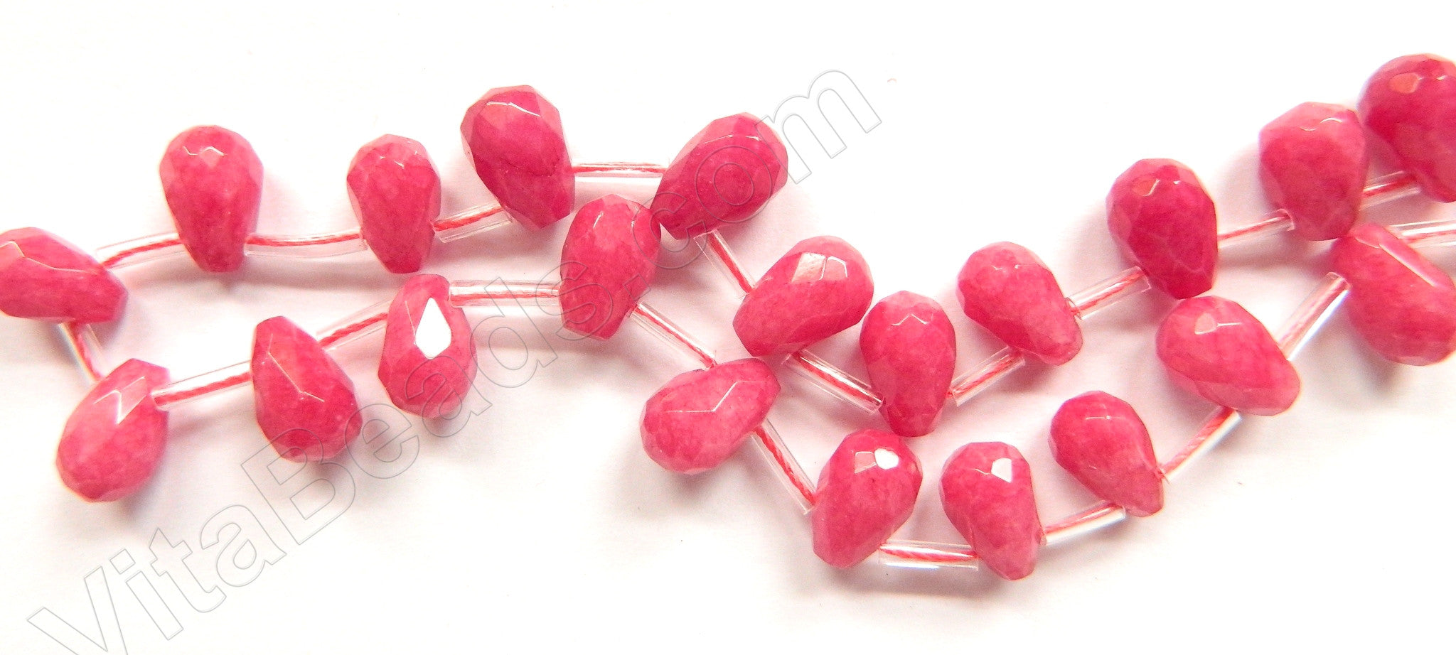 Light Cherry Jade  -  7x10mm Faceted Teardrop  16"