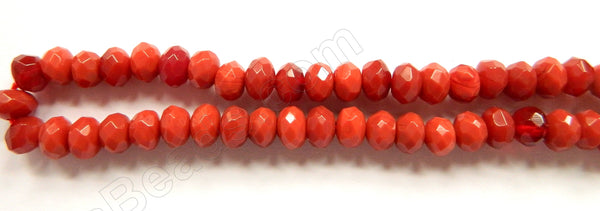 Red Stone Quartz  -  Faceted Rondel 16"     5 x 8 mm