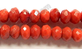 Red Stone Quartz  -  Faceted Rondel 16"     5 x 8 mm