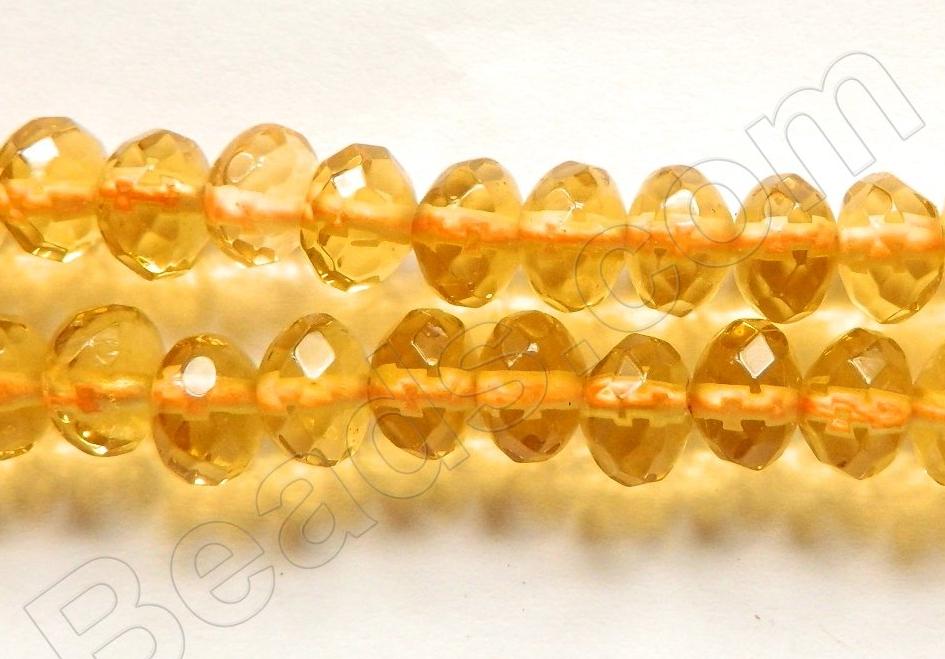 Citrine Crystal  -  Faceted Rondel 16"     5 x 8 mm