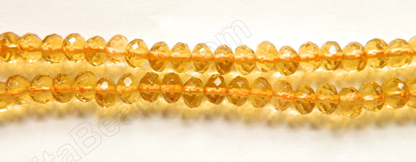 Citrine Crystal  -  Faceted Rondel 16"     5 x 8 mm