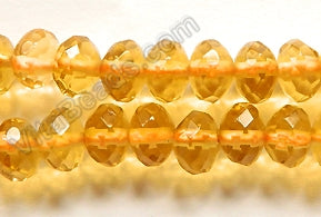 Citrine Crystal  -  Faceted Rondel 16"     5 x 8 mm