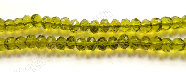 Dark Olive Green Crystal  -  Faceted Rondel 16"     5 x 8 mm