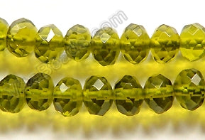 Dark Olive Green Crystal  -  Faceted Rondel 16"     5 x 8 mm