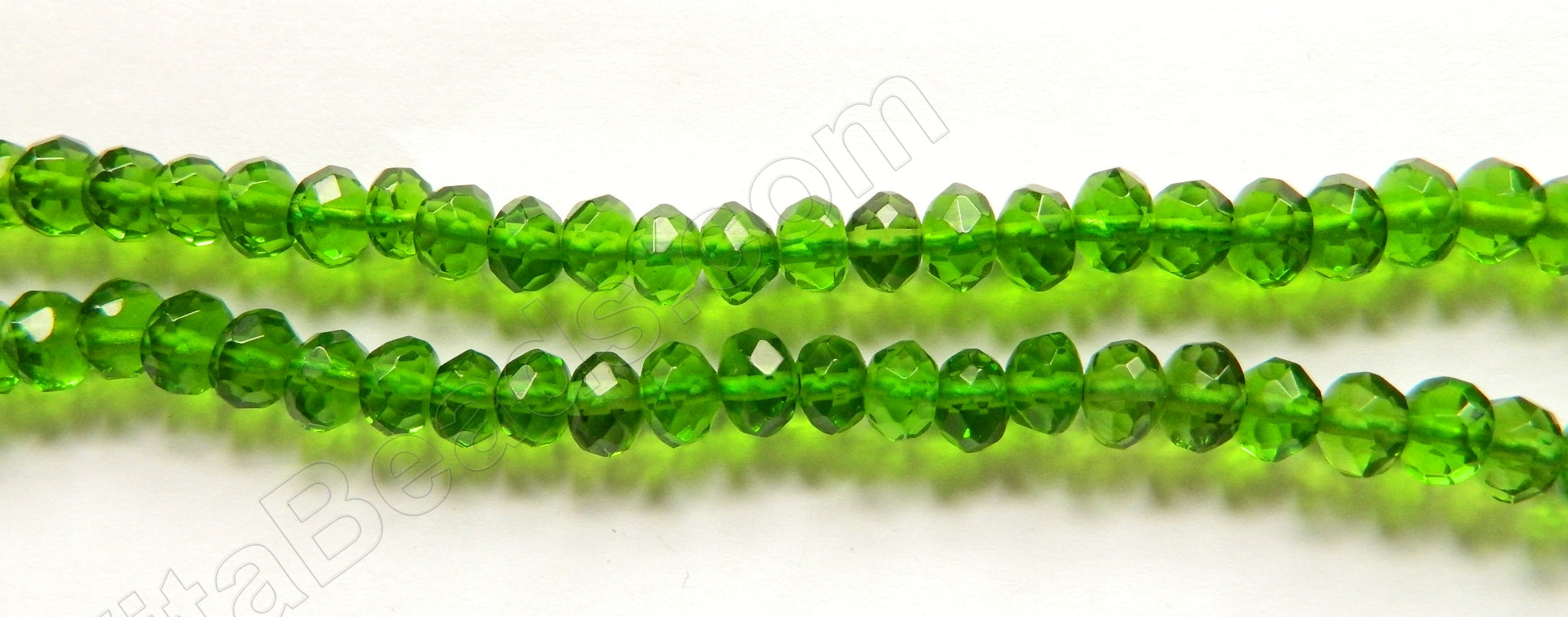 Forest Green Crystal  -  Faceted Rondel 16"     5 x 8 mm