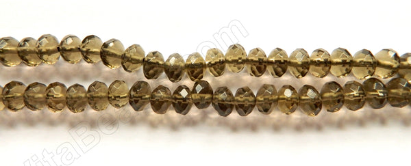 Dark Smoky Quartz  -  Faceted Rondel 16"     5 x 8 mm