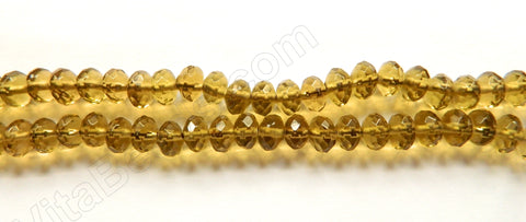 Lemon Smoky Quartz  -  Faceted Rondel 16"     5 x 8 mm