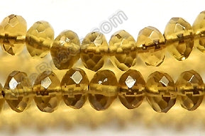 Lemon Smoky Quartz  -  Faceted Rondel 16"     5 x 8 mm