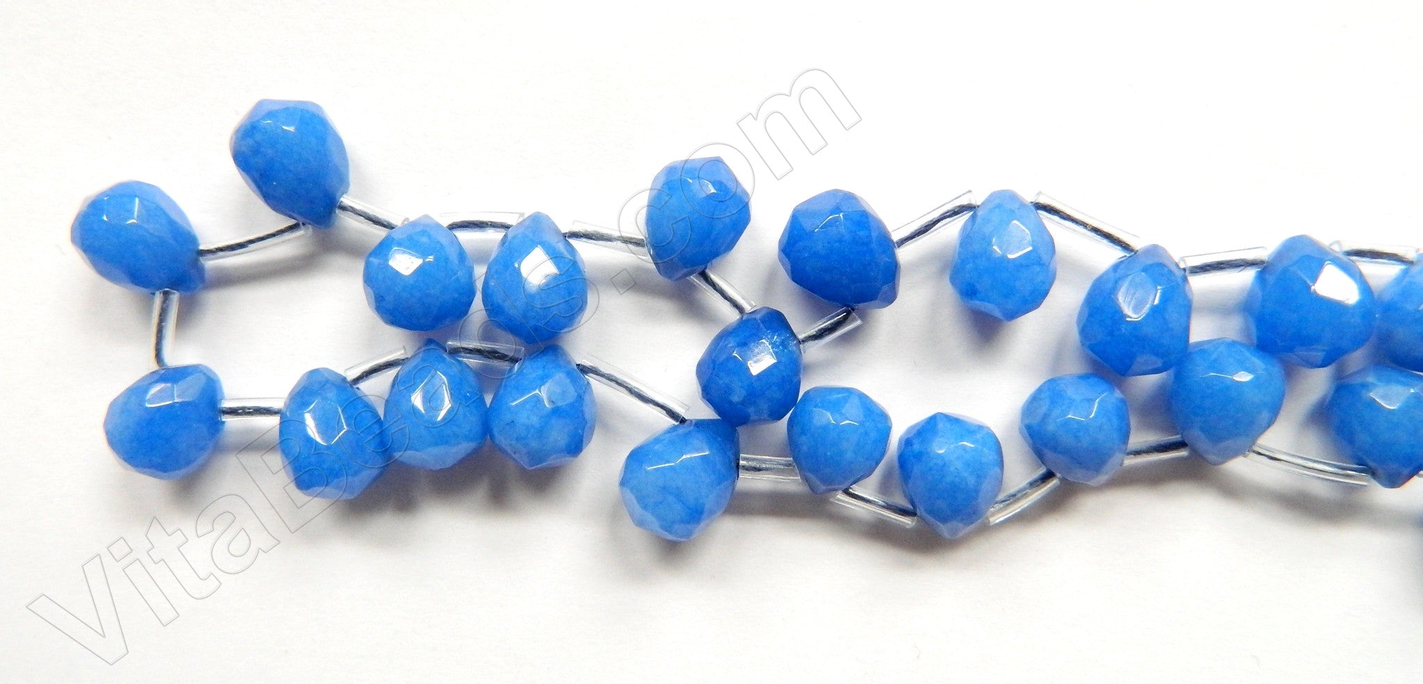 Robin Blue Jade  -  9x11mm Faceted Teardrop  16"