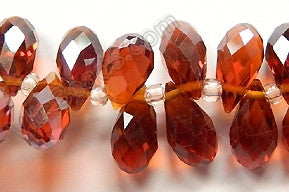 Dark Amber Crystal Quartz - 6x12mm Faceted Long Teardrops 8"