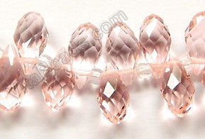 Rose Pink Crystal Quartz - 6x12mm Faceted Long Teardrops 8"