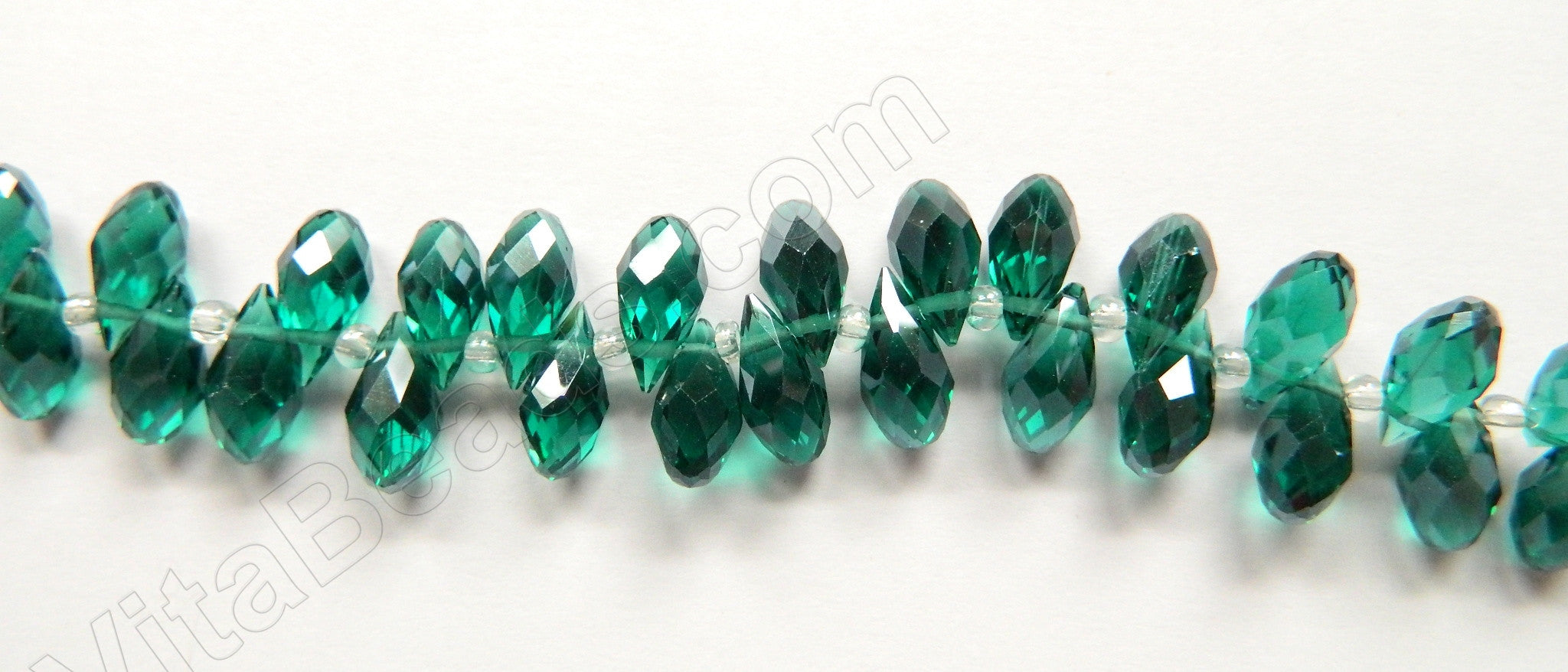Emerald Crystal Quartz - 6x12mm Faceted Long Teardrops 8"
