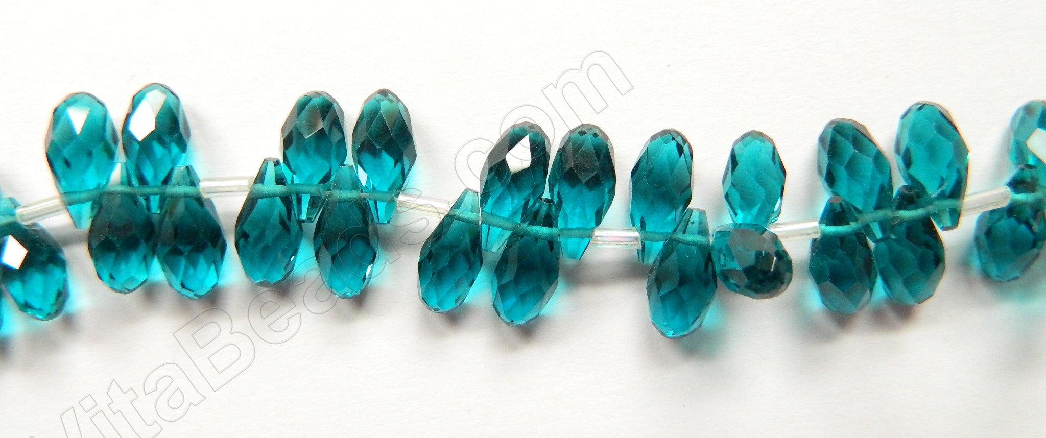 London Blue Crystal Quartz - 6x12mm Faceted Long Teardrops 8"