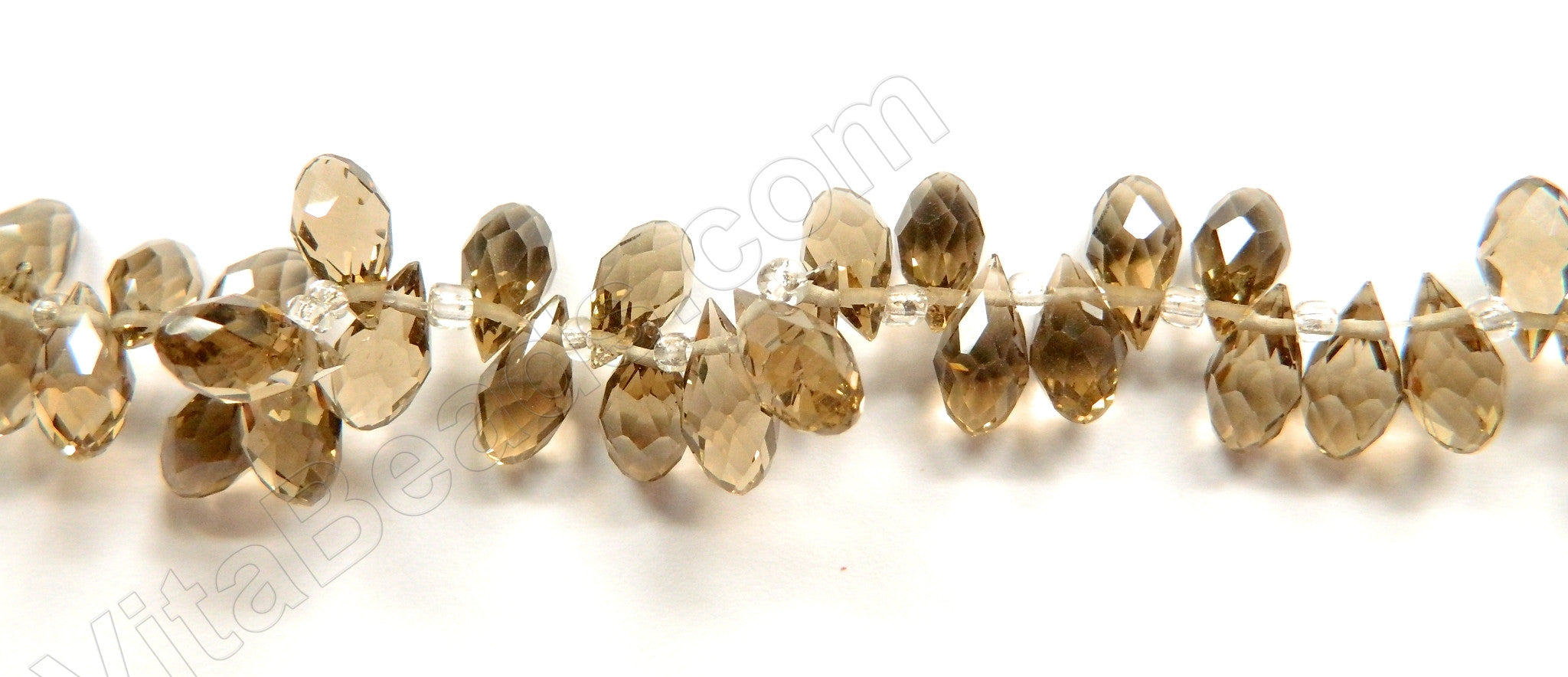 Smoky Crystal - 6x12mm Faceted Long Teardrops 8"