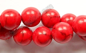 Synthetic Red Turquoise  -  Big Smooth Round Beads  16"
