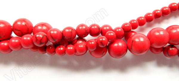 Synthetic Red Turquoise  -  Smooth Round Beads  16"