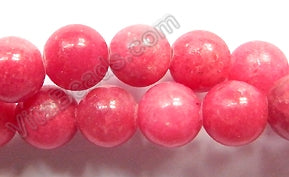 Dyed Peruvian Rhodonite  -  Smooth Round Beads  16"     10 mm